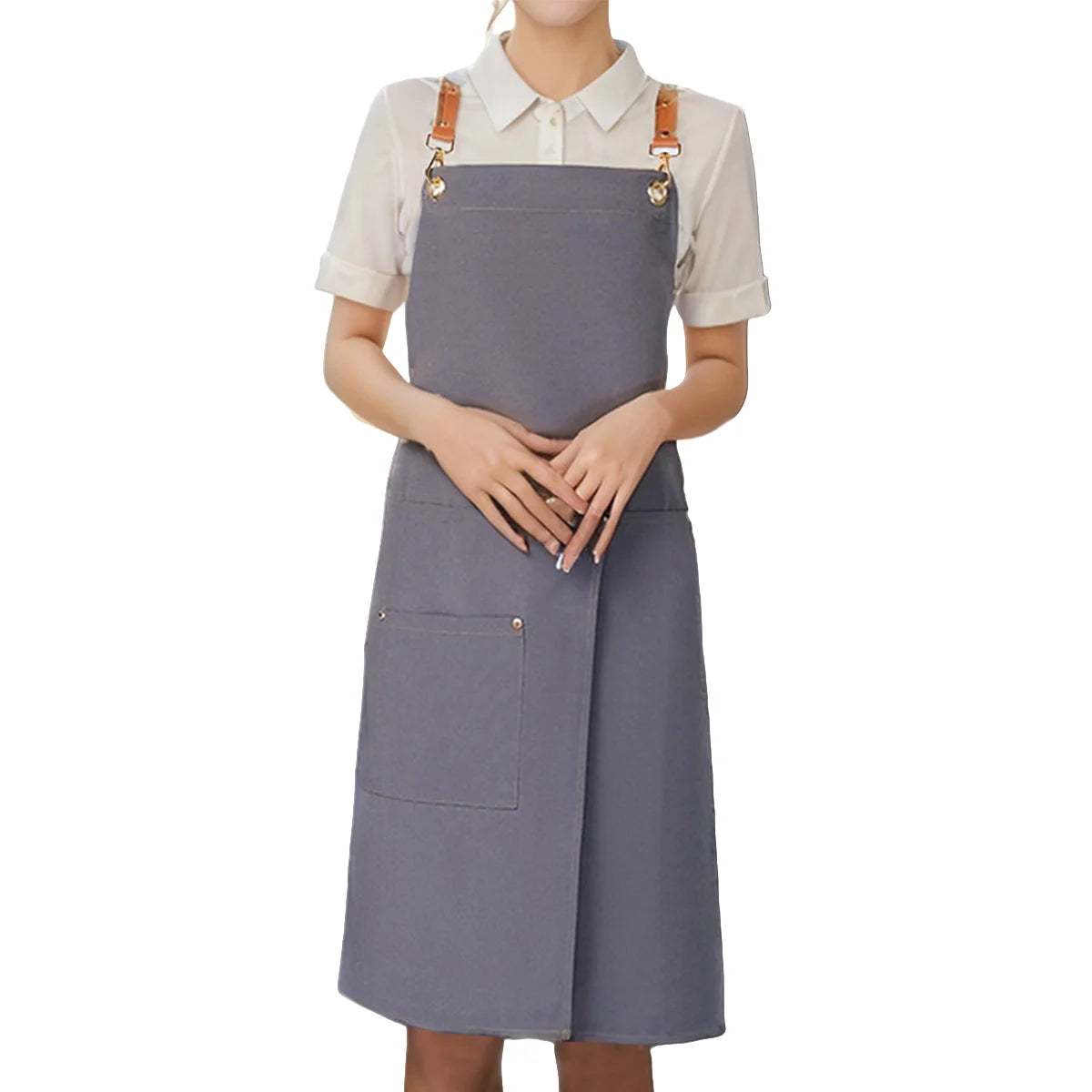 WorkEase | Waterproof Canvas Apron | Split Skirt Design with Pockets 6